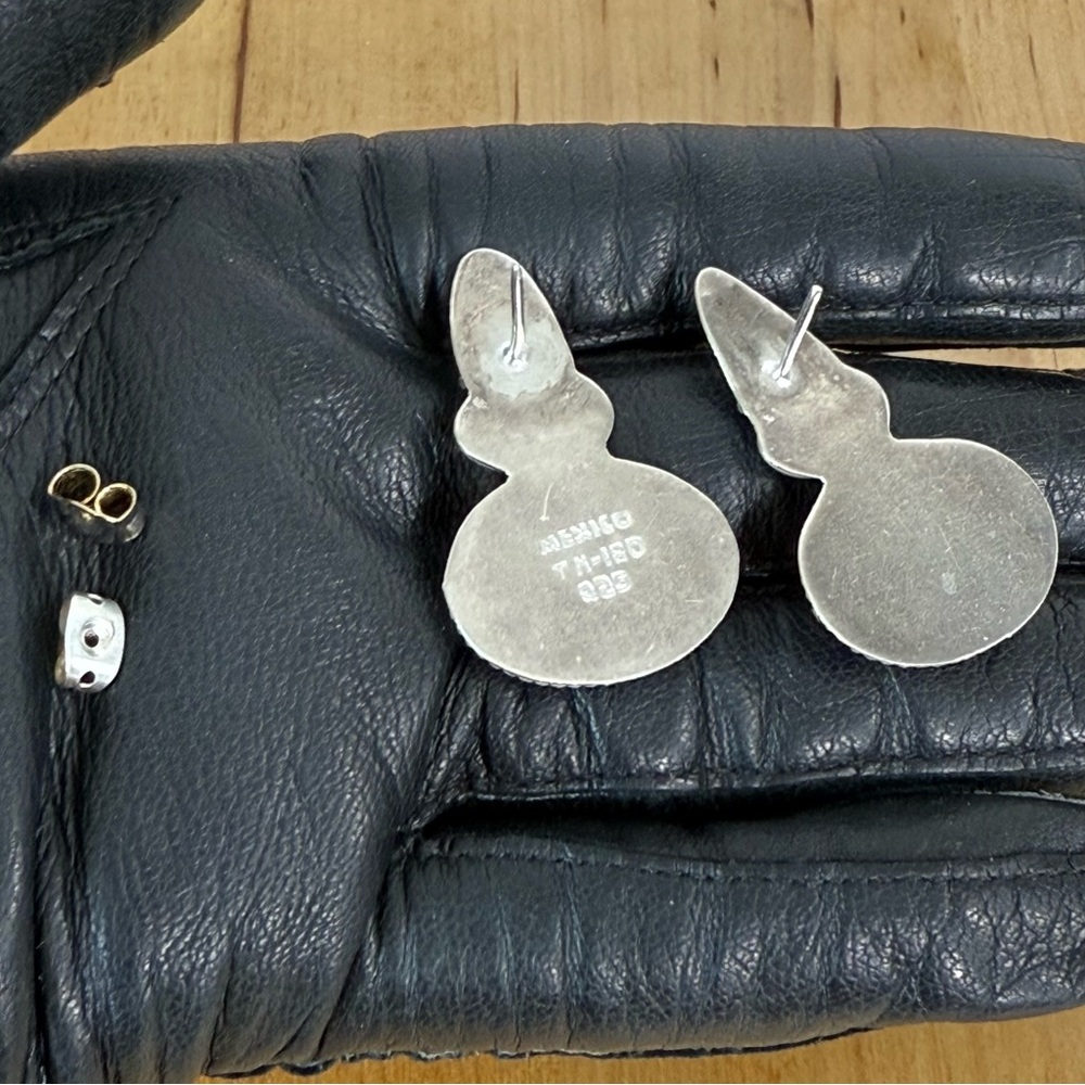 Vintage Taxco Mexico Sterling Silver Pierced Earrings Sugilite Mexico TM-180 925 - Picture 9 of 12